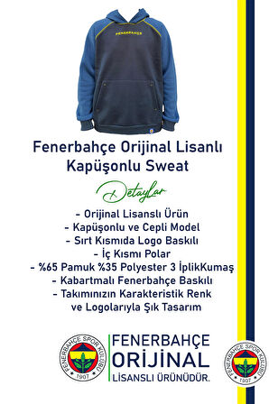 Fenerbahçe Orijinal Lisanslı Kapüşonlu Erkek Sweat