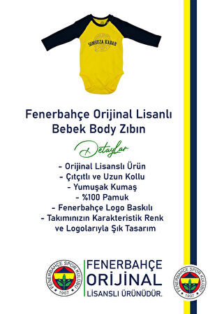 Fenerbahçe Orijinal Lisanslı Yaşa Fenerbahçe Bebek Body Zıbın