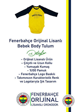 Fenerbahçe Orijinal Lisanslı Sonsuza Kadar Bebek Body Zıbın