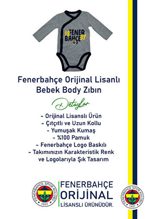 Fenerbahçe Orijinal Lisanslı 1907 Fenerbahçe Bebek Body Zıbın