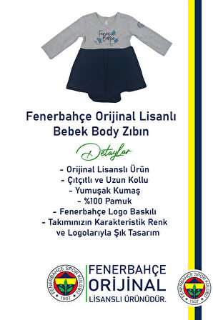 Fenerbahçe Orijinal Lisanslı Etekli Kız Bebek Bebek Body Zıbın