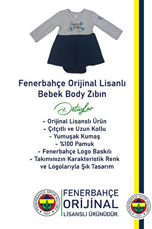 Fenerbahçe Orijinal Lisanslı Etekli Kız Bebek Bebek Body Zıbın Hediyelik Ahşap Kutulu