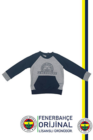 Fenerbahçe Orijinal Fb Logo Sarı-Lacivert Bebek Sweat Eşofman Alt Set Ahşap Kutulu