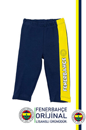 Fenerbahçe Orijinal Fb Logo Sarı-Lacivert Bebek Sweat Eşofman Alt Set Ahşap Kutulu