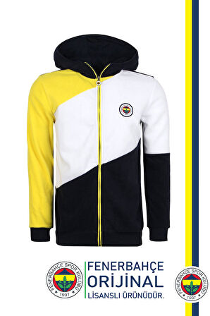 Fenerbahçe Orijinal Lisanslı Polar Sarı Lacivert  Kapüşonlu Sweat