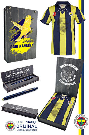 Fenerbahçe Orijinal Lisanslı 100. Yıl Forma Uçlu Kalem Set Hediyelik Ahşap Kutulu