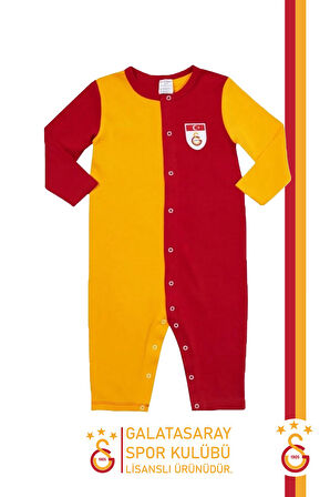 Galatasaray Orijinal Lisanslı Uzun Kol Bebek Tulum Aslan Baskılı Ahşap Kutulu