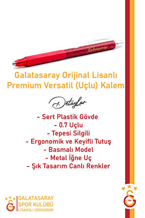 Galatasaray Orijinal Lisanslı Akrilik Atkı ve Premium Uçlu Kalem Set Aslan Baskılı Ahşap Kutulu