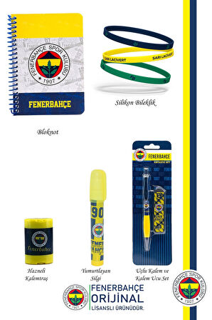 Fenerbahçe Orijinal Lisanslı Kalem Bileklik Bloknot Hediyelik Set