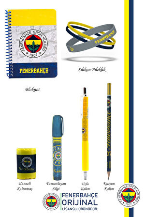 Fenerbahçe Orijinal Lisanslı Kalem Bileklik Bloknot Silgi Hediyelik Set