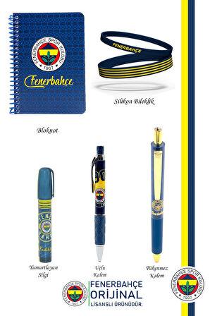 Fenerbahçe Orijinal Lisanslı Premium Kalem Bileklik Bloknot Silgi Hediyelik Set