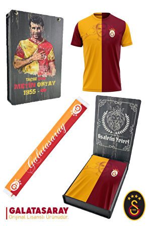 Galatasaray Orijinal Lisanslı İcardi Taraftar T-Shirt + Şal Kaşkol Set Hediyelik Ahşap Kutulu