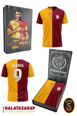 Galatasaray Orijinal Lisanslı İcardi Taraftar T-Shirt Metin Oktay Baskılı Hediyelik Ahşap Kutulu