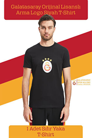 Galatasaray Orijinal Lisanslı Arma T-Shirt + Bileklik Set Hediyelik Ahşap Kutulu