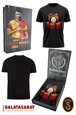 Galatasaray Orijinal Lisanslı We Are Gala T-Shirt Metin Oktay Baskılı Hediyelik Ahşap Kutulu