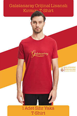 Galatasaray Orijinal Lisanslı Kırmızı Erkek T-Shirt Metin Oktay Baskılı Hediyelik Ahşap Kutulu