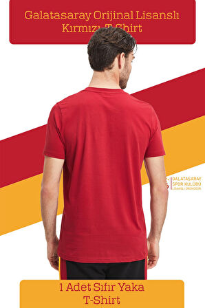 Galatasaray Orijinal Lisanslı Kırmızı Erkek T-Shirt Metin Oktay Baskılı Hediyelik Ahşap Kutulu