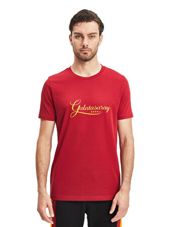 Galatasaray Orijinal Lisanslı Kırmızı Erkek T-Shirt Metin Oktay Baskılı Hediyelik Ahşap Kutulu