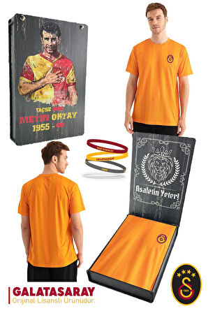 Galatasaray Orijinal Lisanslı Match Day T-Shirt + Bileklik Set Hediyelik Ahşap Kutulu