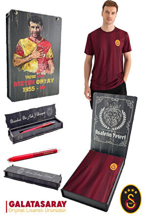 Galatasaray Orijinal Lisanslı Match Day T-Shirt + Uçlu Kalem Set Hediyelik Ahşap Kutulu