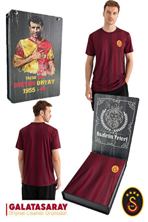 Galatasaray Orijinal Lisanslı Match Day T-Shirt Metin Oktay Baskılı Hediyelik Ahşap Kutulu