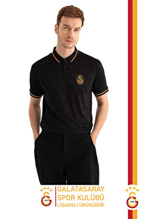 Galatasaray Orijinal Lisanslı Match Day Siyah Polo Yaka T-Shirt