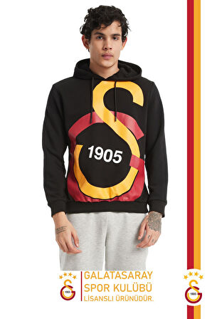 Galatasaray Orijinal Lisanslı Büyük Logo Kapüşonlu Erkek Sweat Gs Aslan Baskılı Hediyelik Kutulu