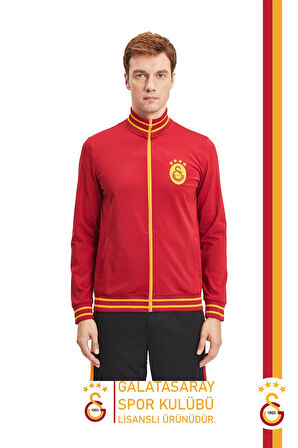 Galatasaray Orijinal Lisanslı Dik Yaka Fermuarlı Erkek Sweat Gs Aslan Baskılı Hediyelik Ahşap Kutulu