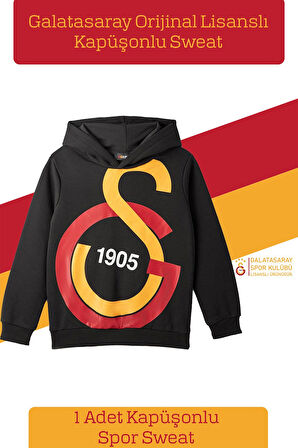 Galatasaray Orijinal Lisanslı Büyük Logo Çocuk Sweat Hediyelik Ahşap Kutulu