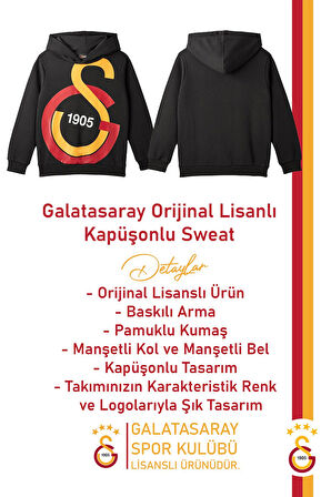 Galatasaray Orijinal Lisanslı Büyük Logo Çocuk Sweat Hediyelik Ahşap Kutulu