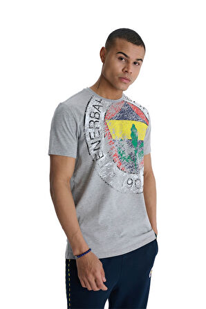 Fenerbahçe Orijinal Lisanslı 6 Renk Logo Gri Tribün T-Shirt Hediyelik Ahşap Kutulu