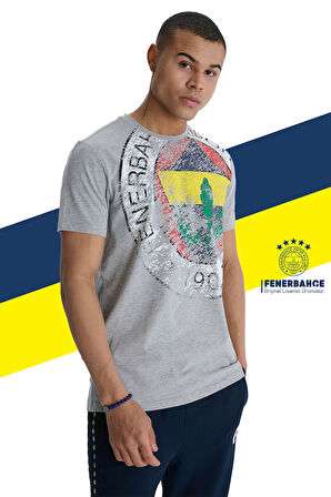 Fenerbahçe Orijinal Lisanslı 6 Renk Logo Gri Tribün T-Shirt + Kalem Set Hediyelik Ahşap  Kutulu