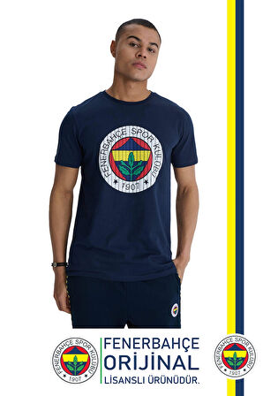 Fenerbahçe Orijinal Lisanslı Kabartma Logo Lacivert Tribün T-Shirt Hediyelik Ahşap Kutulu
