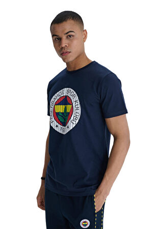Fenerbahçe Orijinal Lisanslı Kabartma Logo Lacivert Tribün T-Shirt Hediyelik Ahşap Kutulu