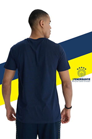 Fenerbahçe Orijinal Lisanslı Kabartma Logo Lacivert Tribün T-Shirt + Bileklik Set Hediyelik Kutulu