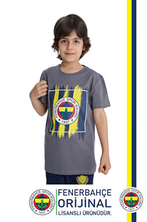 Fenerbahçe Orijinal Renkli Logo Sıfır Yaka Çocuk T-Shirt Hediyelik Ahşap Kutulu