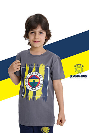 Fenerbahçe Orijinal Renkli Logo Sıfır Yaka Çocuk T-Shirt Uçlu Kalem Hediyelik Set Ahşap Kutulu