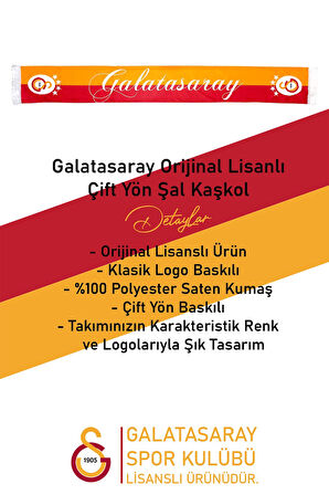Galatasaray Orijinal Lisanslı Çift Yön Baskılı Şal Kaşkol Atkı Seramik Kupa Set Aslan Baskılı Kutulu
