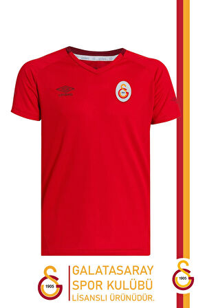 Galatasaray Orijinal Lisanslı Umbro V Yaka Kırmızı T-Shirt Hediyelik Ahşap Kutulu