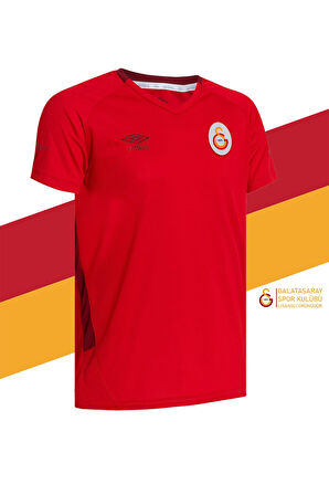 Galatasaray Orijinal Lisanslı Umbro V Yaka Kırmızı T-Shirt + Uçlu Kalem Set Hediyelik Ahşap Kutulu