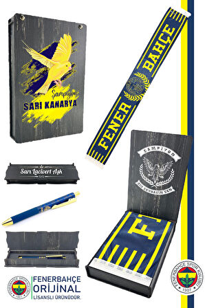 Fenerbahçe Orijinal Lisanslı Since 1907 Fenerbahçe Şal Atkı ve Hybrt Tükenmez Kalem Set Kutulu
