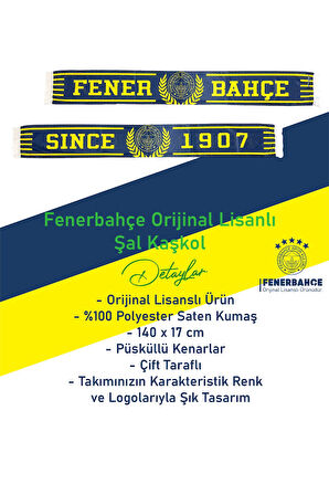Fenerbahçe Orijinal Lisanslı Since 1907 Fenerbahçe Şal Atkı ve Hybrt Tükenmez Kalem Set Kutulu
