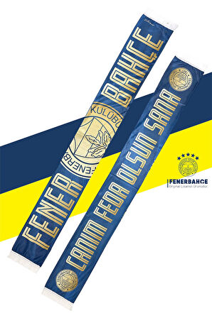 Fenerbahçe Orijinal Lisanslı Canım Feda Olsun Fenerbahçe Şal Atkı Seramik Kupa Set Ahşap Kutulu