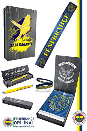 Fenerbahçe Orijinal Lisanslı Bir Şarkısın Sen Şal Atkı Bileklik ve Premium Uçlu Kalem Set Kutulu