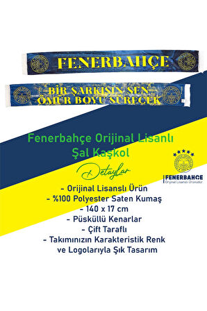 Fenerbahçe Orijinal Lisanslı Bir Şarkısın Sen Şal Atkı Bileklik ve Premium Uçlu Kalem Set Kutulu