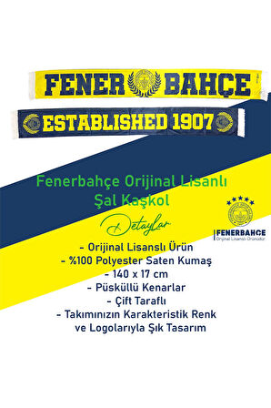 Fenerbahçe Orijinal Lisanslı Established 1907 Fenerbahçe Şal Atkı ve Hybrt Tükenmez Ahşap Kutulu