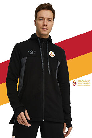 Galatasaray Orijinal Lisanslı Kapüşonlu Siyah Fermuarlı Hoodie Gs Aslan Baskılı Hediyelik Kutulu