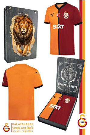 Galatasaray Orijinal 2024/2025 Parçalı İç Saha Taraftar Forma Gs Aslan Baskılı Hediyelik  Kutulu