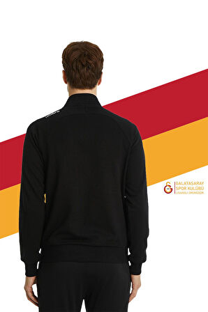 Galatasaray Orijinal Lisanslı Dik Yaka Fermuarlı Siyah Sweat