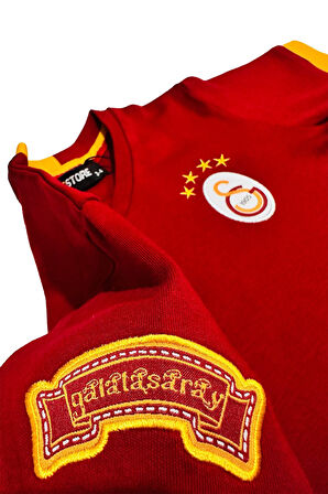 Galatasaray Orijinal Lisanslı Kırmızı Basic Çocuk T-shirt Gs Aslan Baskılı Hediyelik Ahşap Kutulu